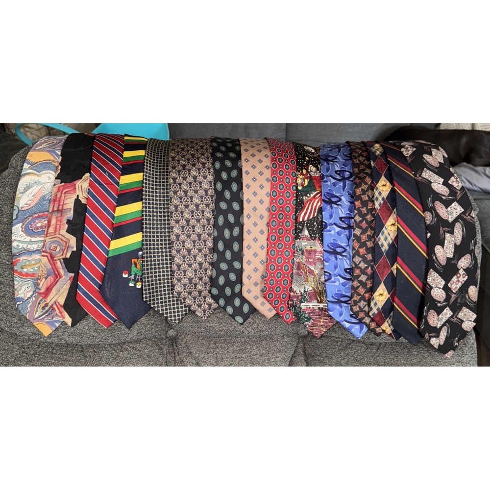 Lot 15 Men's Ties Neckties Multiple Designer Brands Patterns Most Are Silk